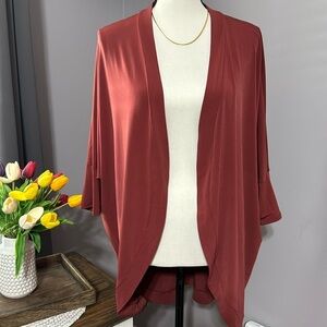 Shiela Rose XL Open Cardigan in Wine Burgundy